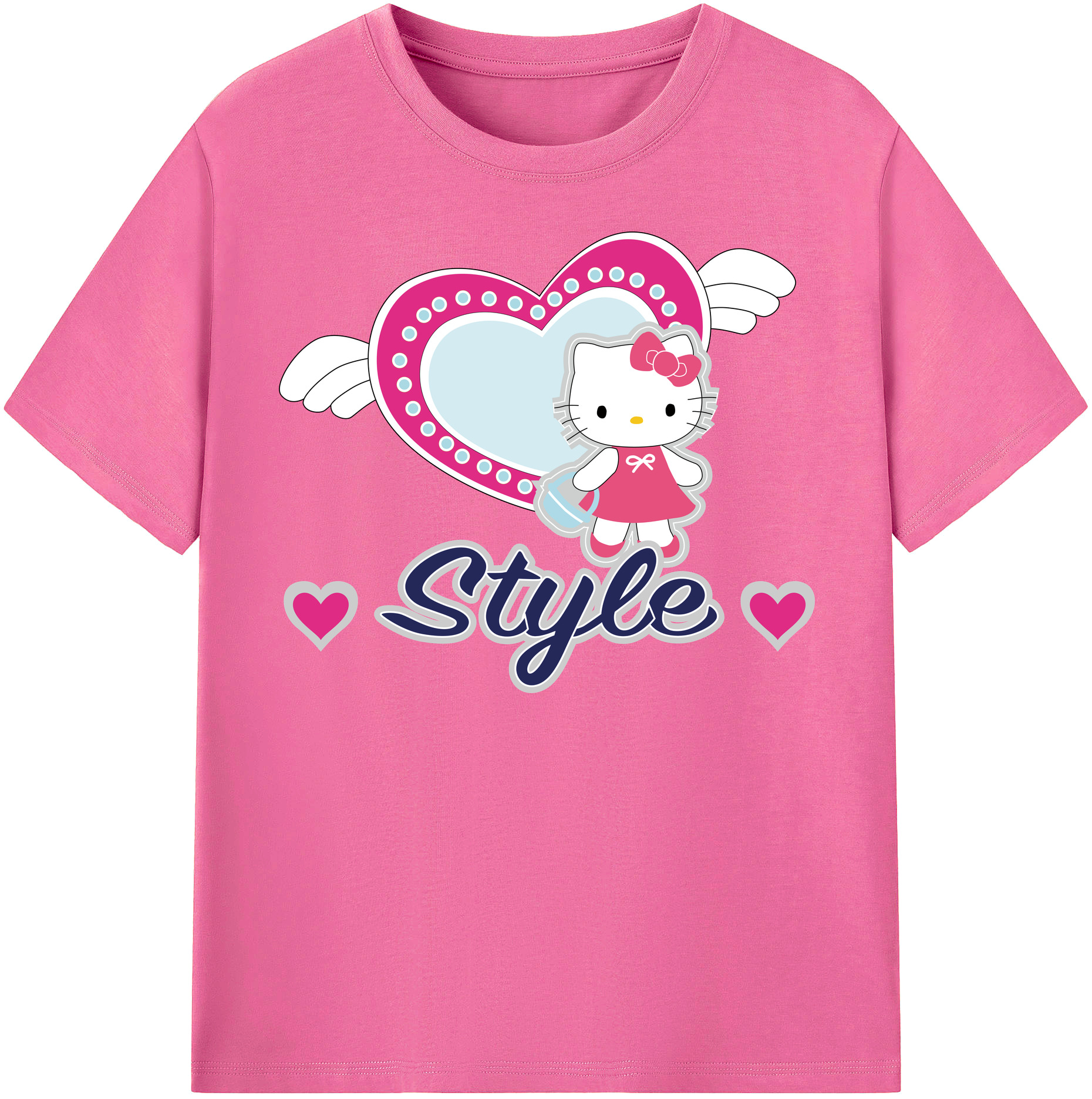 （画像用） Hello Kitty ハローキティ レディースカジュアルプリントTシャツ（綿100％）